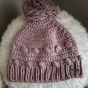 Prana Chunky Knit Pom Beanie in Dusty Mauve